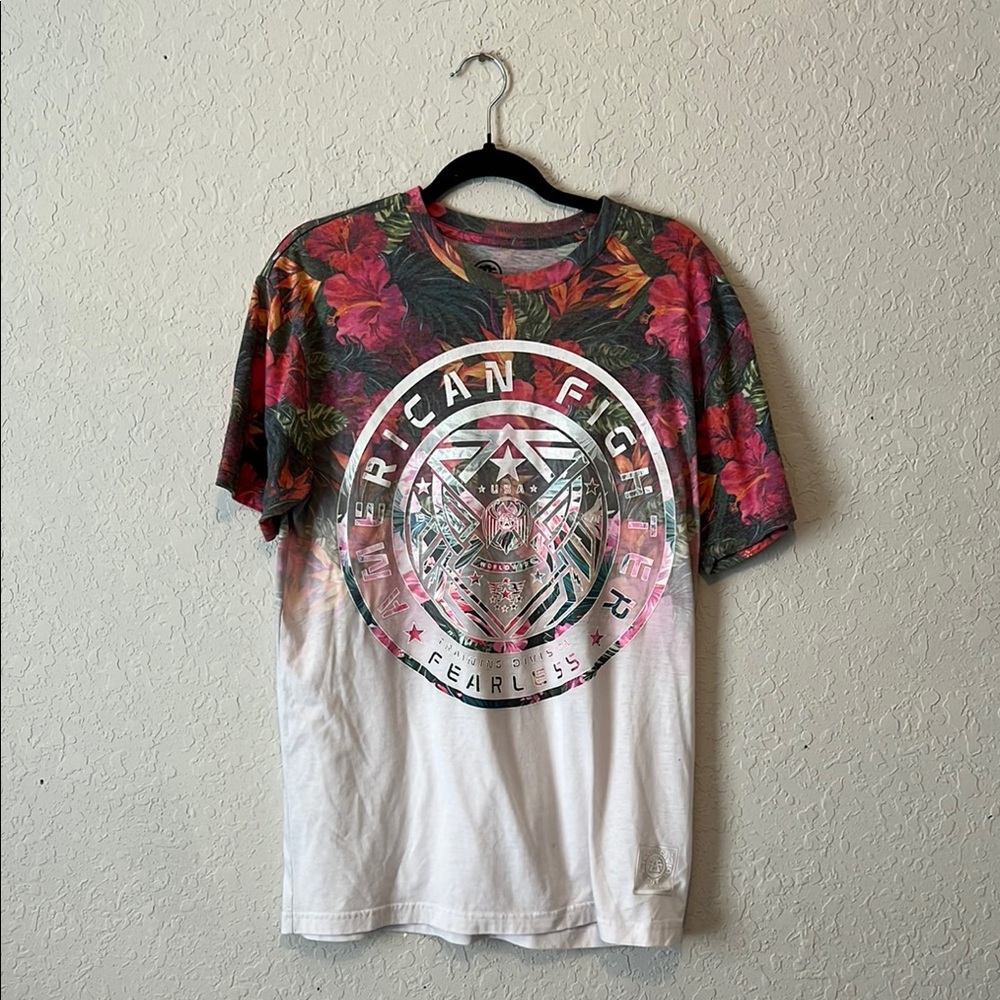 American Fighter White and Colorful Floral Short Sleeve Tee
